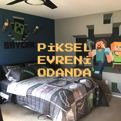 PixelTorch™ RGB Şarjlı Işık – 4 Renkli Duvar ve Masa Kullanımlı Piksel Torch Lamba